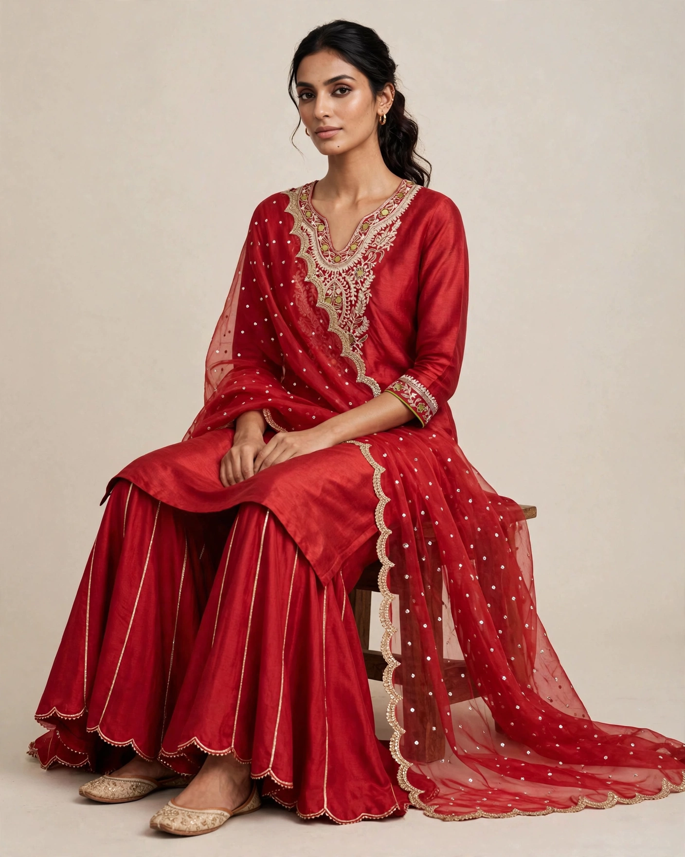 Viscose Rassion Silk Suit with Organza Dupatta